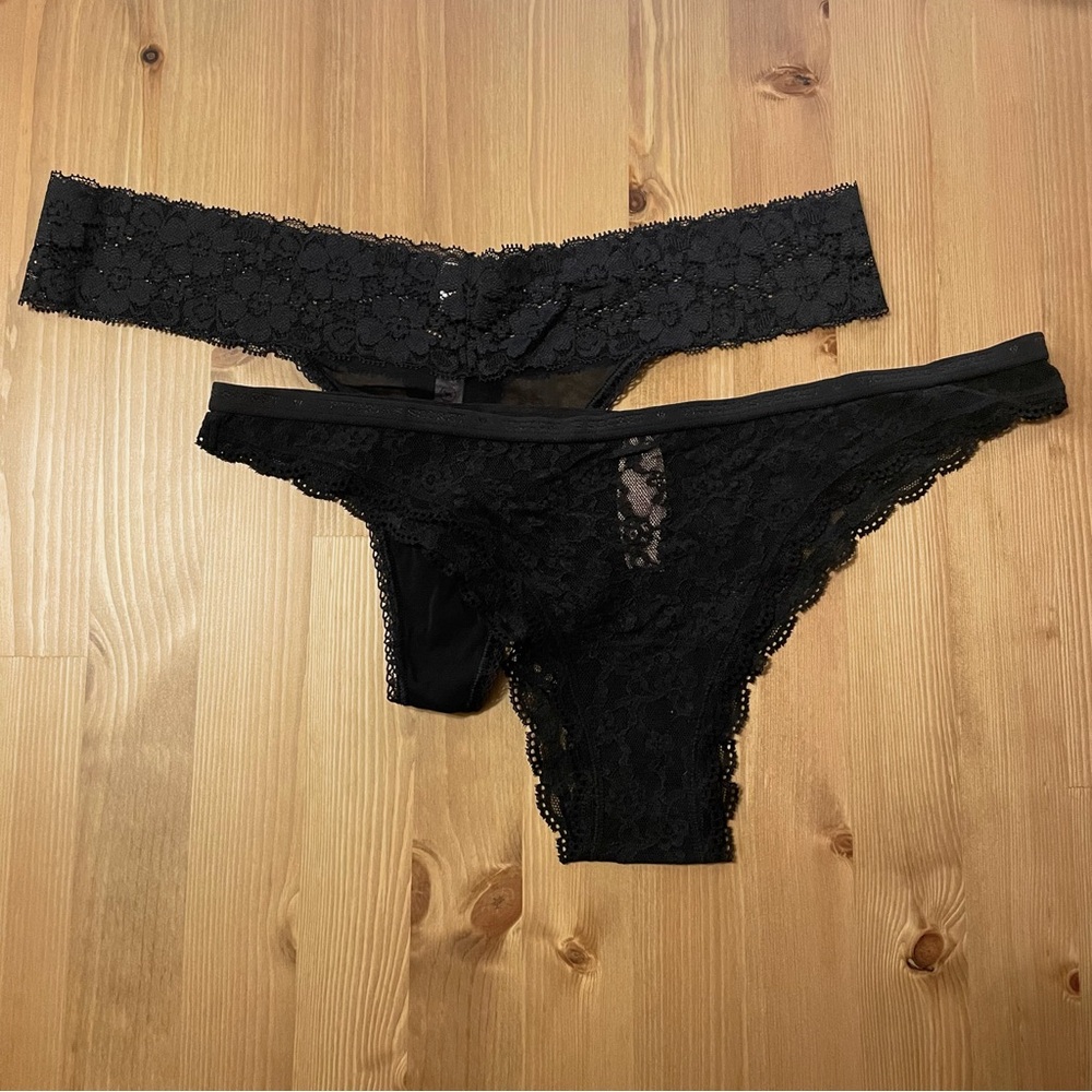 NWT Victoria’s Secret Lace Mini & VS PINK Extra Low Rise Thong Set L